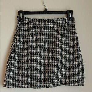 Classic Black and White Tweed Skirt